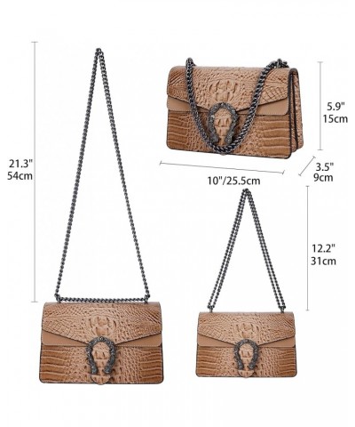 Crossbody Bag and Satchel Purse for Women - Fashion Snake Print Chain Purse Luxury PU Leather HandBag Z-crocodile Khaki $16.3...