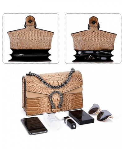 Crossbody Bag and Satchel Purse for Women - Fashion Snake Print Chain Purse Luxury PU Leather HandBag Z-crocodile Khaki $16.3...