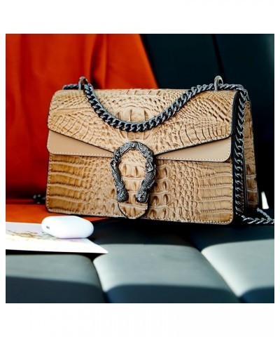 Crossbody Bag and Satchel Purse for Women - Fashion Snake Print Chain Purse Luxury PU Leather HandBag Z-crocodile Khaki $16.3...