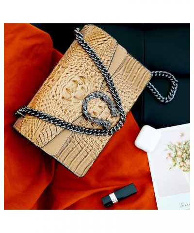 Crossbody Bag and Satchel Purse for Women - Fashion Snake Print Chain Purse Luxury PU Leather HandBag Z-crocodile Khaki $16.3...