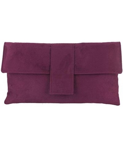 Womens Elegant Faux Suede Clutch Bag/Shoulder Bag Occasion Wedding Party Prom Bag Raspberry Plum Pink $24.43 Clutches