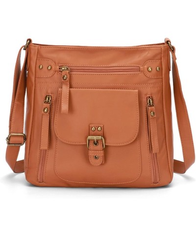 Retro Women Shoulder Bag Satchel Bag Waterproof Square Crossbody Bag PU Leather Brown C $24.98 Satchels