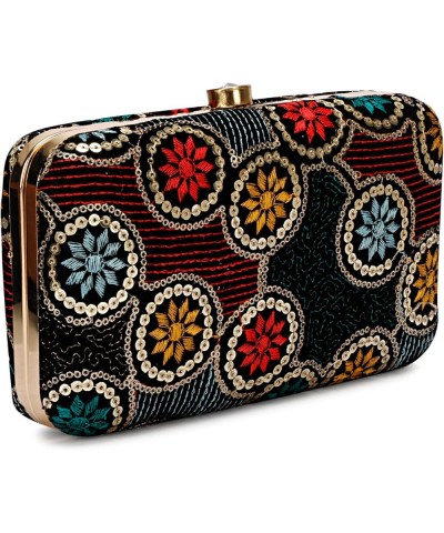 Hand Crafted Designer Box Clutch For Women, Zari Embroidery Clutch For Women/Hand Clutch For Women Black Multi-2 $13.53 Eveni...