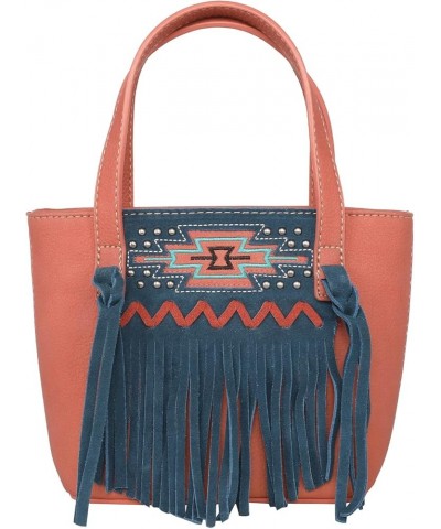 Aztec Tapestry Collection Tote Bag Western Shoulder Handbag and Crossbody Purse for Women Fringe Orange $24.47 Totes