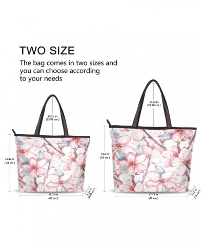 Womens Tote Bag, Watercolor Pink Floral Ladies Zip Shoulder Shopping Bag Handbags $9.84 Shoulder Bags