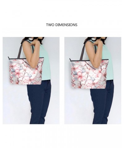 Womens Tote Bag, Watercolor Pink Floral Ladies Zip Shoulder Shopping Bag Handbags $9.84 Shoulder Bags