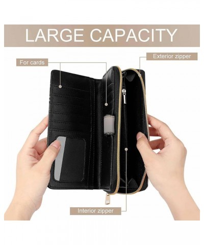 Technological Gears Robotic Future Imagination PU Leather Womens Wallet Large Capacity Zippered Bifold Purse with 12 Card Slo...