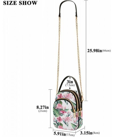 Flamingo Leaves Floral Crossbody Bags for Women Small Chain Shoulder Bag Purse Hand Bag for Trip Gifts Work $13.25 Shoulder Bags