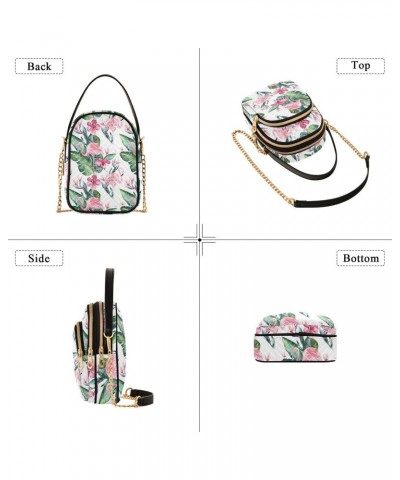 Flamingo Leaves Floral Crossbody Bags for Women Small Chain Shoulder Bag Purse Hand Bag for Trip Gifts Work $13.25 Shoulder Bags