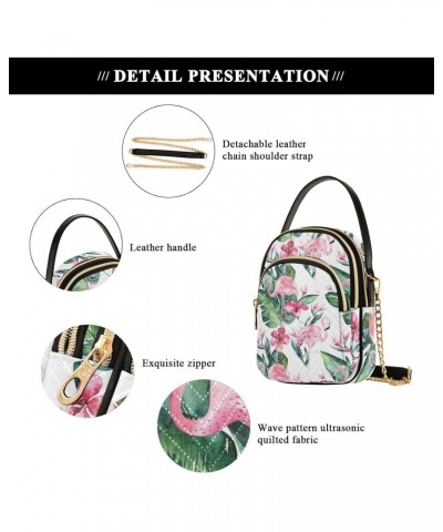 Flamingo Leaves Floral Crossbody Bags for Women Small Chain Shoulder Bag Purse Hand Bag for Trip Gifts Work $13.25 Shoulder Bags