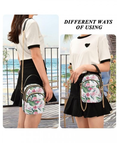 Flamingo Leaves Floral Crossbody Bags for Women Small Chain Shoulder Bag Purse Hand Bag for Trip Gifts Work $13.25 Shoulder Bags