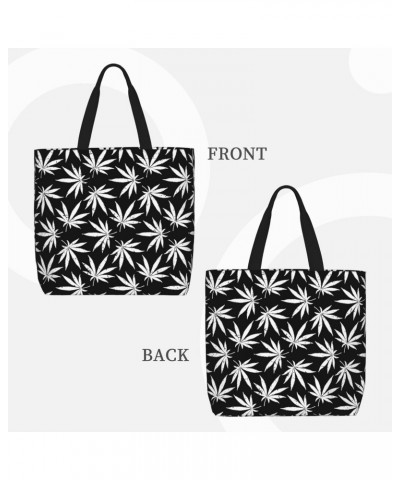 Women'S Soft Tote Shoulder Bag Vintage-White-Marijuana Foldable Travel Purse With Zipper Closure $15.07 Totes