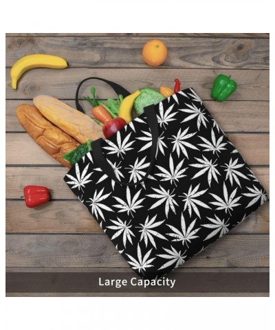 Women'S Soft Tote Shoulder Bag Vintage-White-Marijuana Foldable Travel Purse With Zipper Closure $15.07 Totes