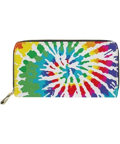 Cute Animal Flower Women Long Wallet Pu Leather Pouch Zipper Clutch Purse for Gift tie dye $9.00 Wallets