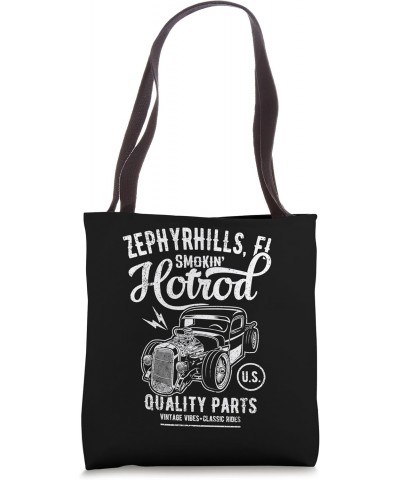 Zephyrhills Florida Vintage Hotrod Car Distressed Design Tote Bag $11.21 Totes