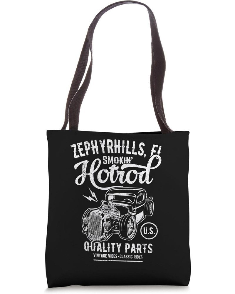 Zephyrhills Florida Vintage Hotrod Car Distressed Design Tote Bag $11.21 Totes