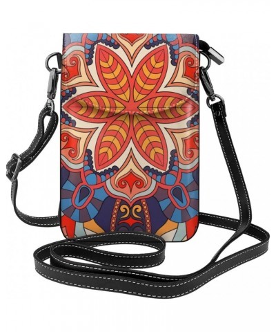 Colorful Mandala Pattern Leather Cell Phone Crossbody Wallet Purses Small Crossbody Bags for Women $20.39 Crossbody Bags