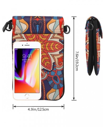 Colorful Mandala Pattern Leather Cell Phone Crossbody Wallet Purses Small Crossbody Bags for Women $20.39 Crossbody Bags