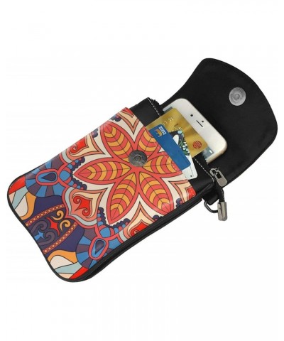 Colorful Mandala Pattern Leather Cell Phone Crossbody Wallet Purses Small Crossbody Bags for Women $20.39 Crossbody Bags