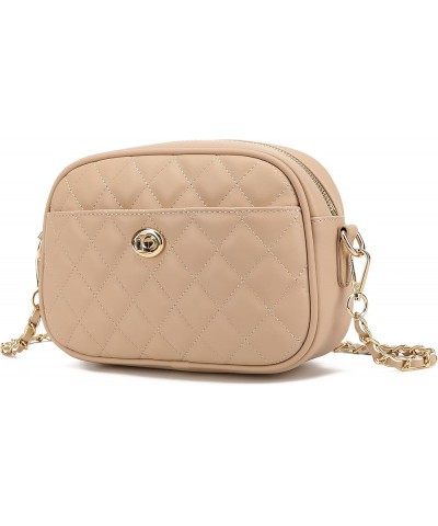 Quilted Crossbody Bag Small Lightweight Shoulder Purse Top Zipper Phone Pocket Taupe-lm725 $14.49 Crossbody Bags