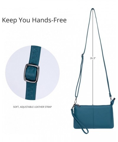 Genuine Leather Wristlet Purses for Women, Envelope Clutch Wallet Small Crossbody Bags for Dressy Evening Lake Blue $15.91 Wr...