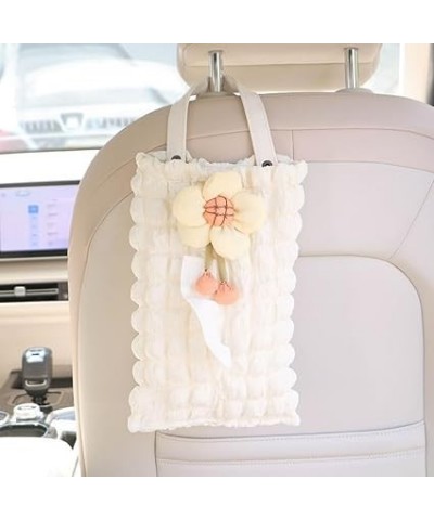 Lace Puff Lattice Car Trash Can for Backseat Hanging Bunny Camellia Milky Sunflower Bow Embroidered Bear Car Tissue Holder Ca...