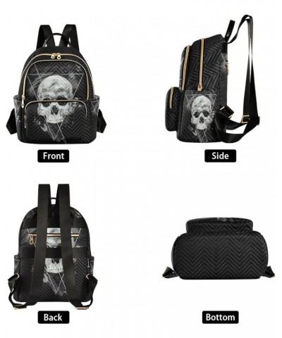 Gothic Skull Geometry Mini Backpack Fashion Backpack Purse for Women,Handbag Shoulder Bag Casual Daypack, Ladies Gift for Col...