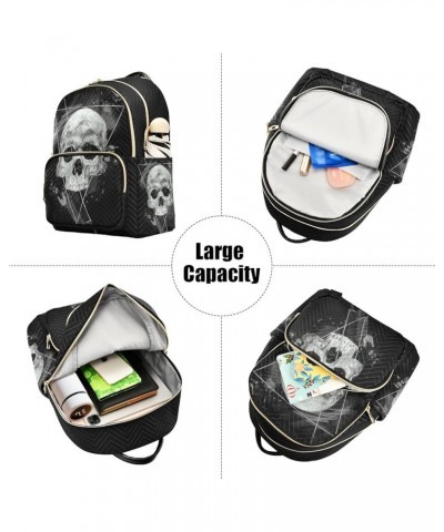 Gothic Skull Geometry Mini Backpack Fashion Backpack Purse for Women,Handbag Shoulder Bag Casual Daypack, Ladies Gift for Col...