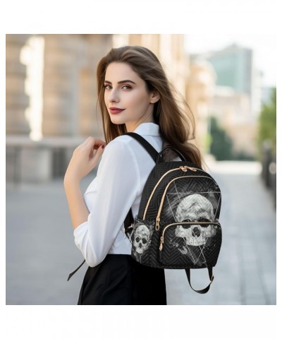 Gothic Skull Geometry Mini Backpack Fashion Backpack Purse for Women,Handbag Shoulder Bag Casual Daypack, Ladies Gift for Col...