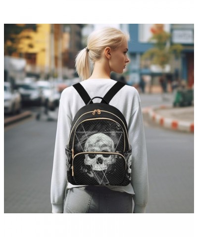 Gothic Skull Geometry Mini Backpack Fashion Backpack Purse for Women,Handbag Shoulder Bag Casual Daypack, Ladies Gift for Col...