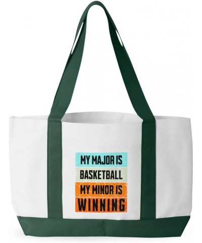 My Major Is Basketball Cruiser Tote Bag - Great Gifts - Perfect Gifts for Basketball Lovers White Forest Green $22.26 Totes