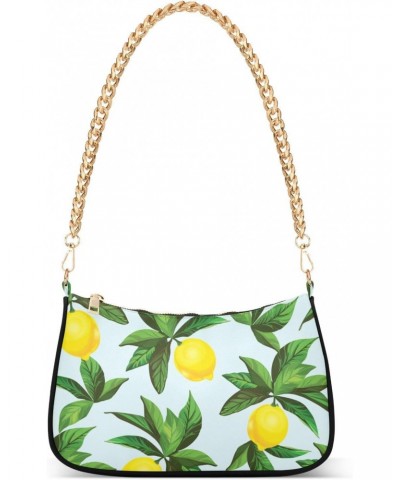 Fruit Shoulder Bag Lemon Vibrant Green Leaves Women Clutch Handbag Shoulder Purch Boho Bag Date Chain Bag Tote Bag Spring Hol...