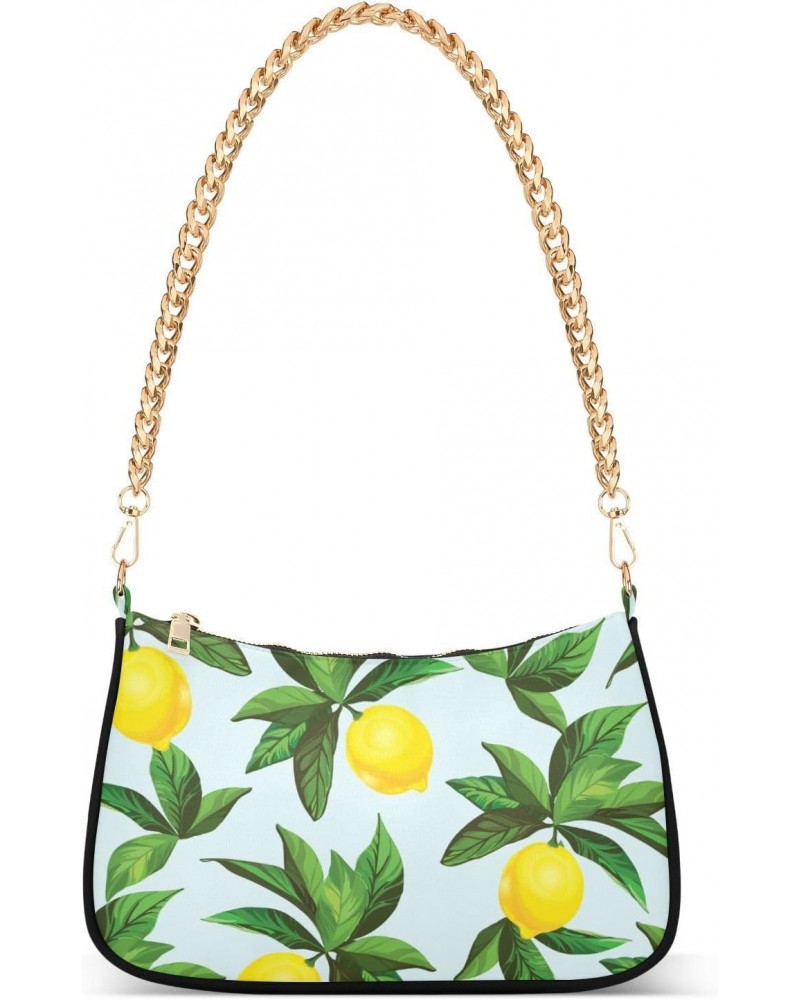 Fruit Shoulder Bag Lemon Vibrant Green Leaves Women Clutch Handbag Shoulder Purch Boho Bag Date Chain Bag Tote Bag Spring Hol...