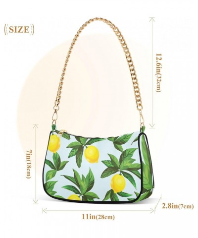 Fruit Shoulder Bag Lemon Vibrant Green Leaves Women Clutch Handbag Shoulder Purch Boho Bag Date Chain Bag Tote Bag Spring Hol...