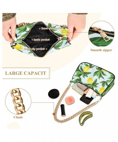 Fruit Shoulder Bag Lemon Vibrant Green Leaves Women Clutch Handbag Shoulder Purch Boho Bag Date Chain Bag Tote Bag Spring Hol...