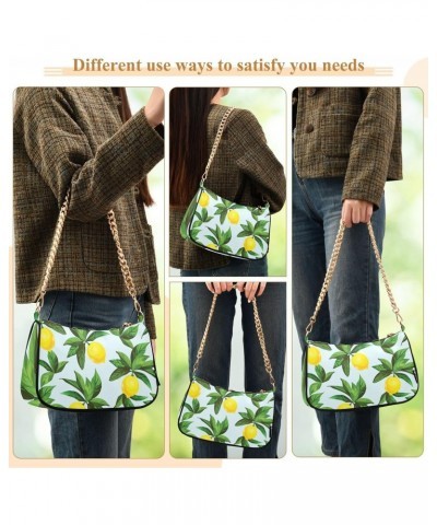 Fruit Shoulder Bag Lemon Vibrant Green Leaves Women Clutch Handbag Shoulder Purch Boho Bag Date Chain Bag Tote Bag Spring Hol...