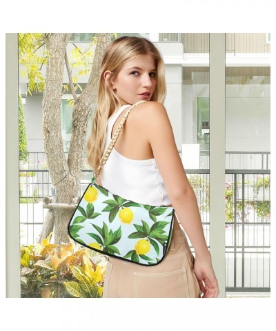 Fruit Shoulder Bag Lemon Vibrant Green Leaves Women Clutch Handbag Shoulder Purch Boho Bag Date Chain Bag Tote Bag Spring Hol...