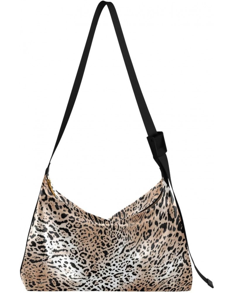 Women Boho Bag Africa Leopard Print Wild Animal Brown Shoulder Bag PU Leather Crossbody Bag Large Tote Handbag For Quick Geta...