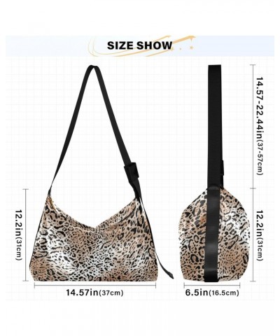 Women Boho Bag Africa Leopard Print Wild Animal Brown Shoulder Bag PU Leather Crossbody Bag Large Tote Handbag For Quick Geta...