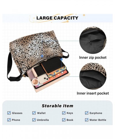 Women Boho Bag Africa Leopard Print Wild Animal Brown Shoulder Bag PU Leather Crossbody Bag Large Tote Handbag For Quick Geta...