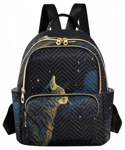 Starry Star Cat Kitten Women Backpack Purse Ladies Fashion Shoulder Bag Daypack Travel Bag 10L Small $18.89 Backpacks