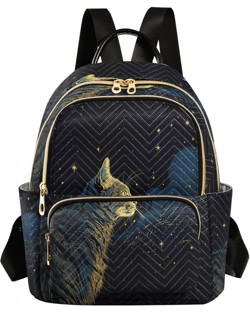 Starry Star Cat Kitten Women Backpack Purse Ladies Fashion Shoulder Bag Daypack Travel Bag 10L Small $18.89 Backpacks