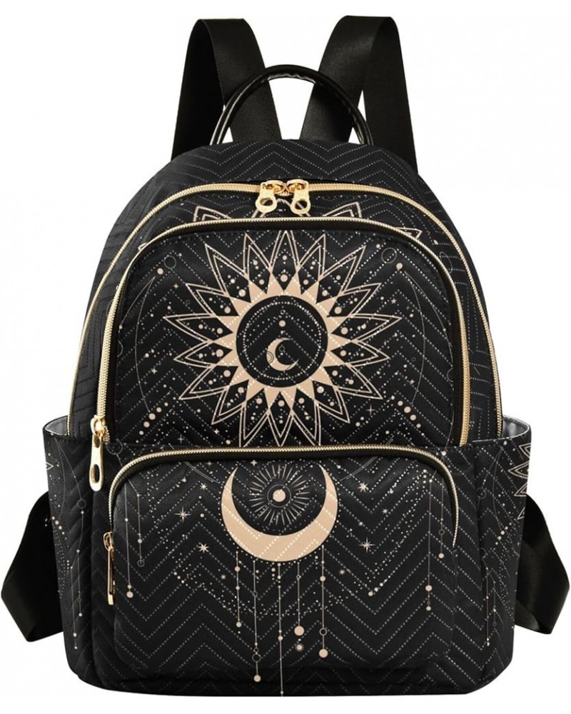 Sun Moon Magical Boho Backpack Purse for Women, Anti Theft Backpack Lightweight Small Travel Backpack Shoulder Bag Mini(10.23...