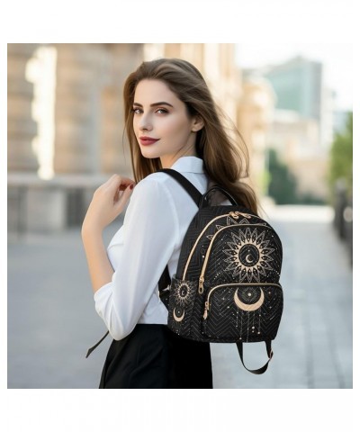 Sun Moon Magical Boho Backpack Purse for Women, Anti Theft Backpack Lightweight Small Travel Backpack Shoulder Bag Mini(10.23...