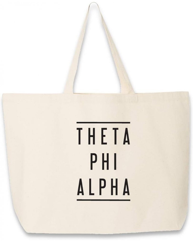 Tote Bags for Sorority - Classic Sorority Name with Double Lines - Large Canvas Tote Bag for Women and Sisterhood Theta Phi A...