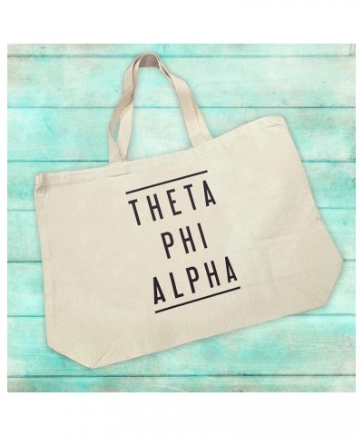 Tote Bags for Sorority - Classic Sorority Name with Double Lines - Large Canvas Tote Bag for Women and Sisterhood Theta Phi A...