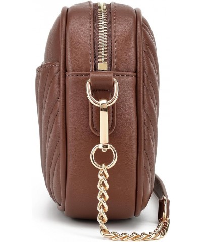 Quilted Crossbody Bag, Trendy Design Shoulder Purse Brown Chocolate $15.38 Shoulder Bags