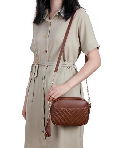 Quilted Crossbody Bag, Trendy Design Shoulder Purse Brown Chocolate $15.38 Shoulder Bags