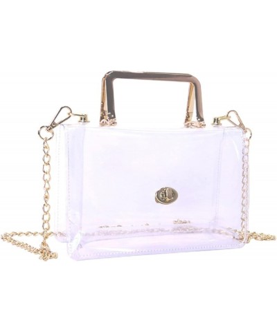 Clear Women Shoulder Bag Jelly Purse Chain Crossbody Bag Transparent Twist Lock Closure Handbag Top-Handle Satchel Clear $15....