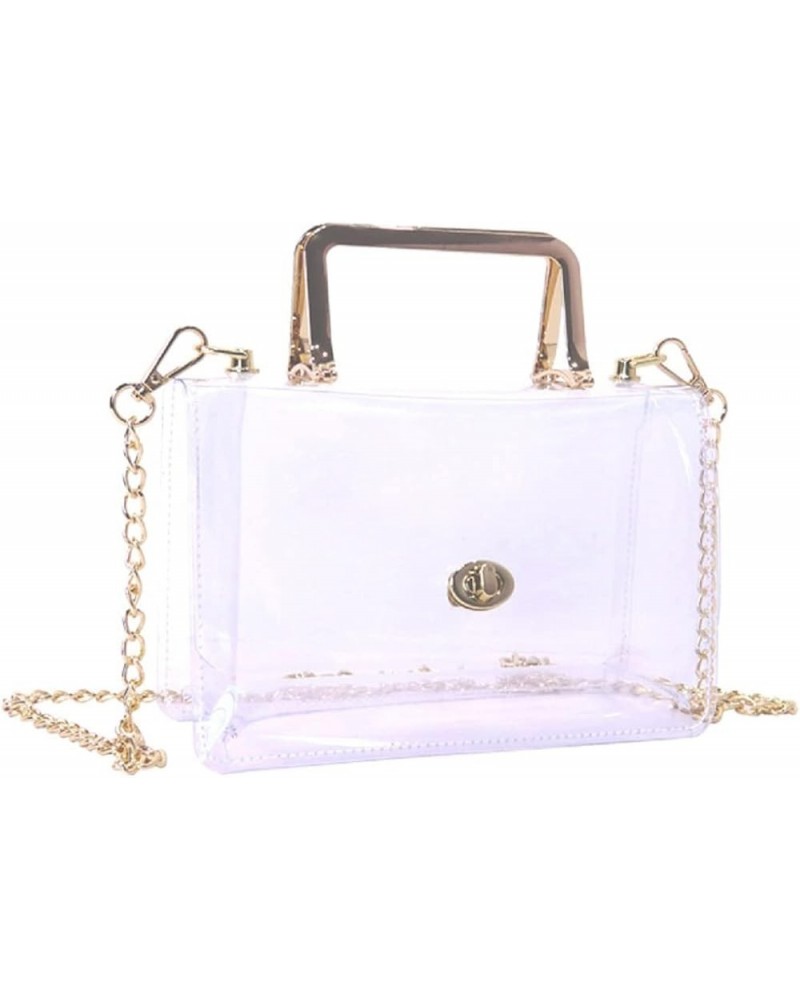 Clear Women Shoulder Bag Jelly Purse Chain Crossbody Bag Transparent Twist Lock Closure Handbag Top-Handle Satchel Clear $15....